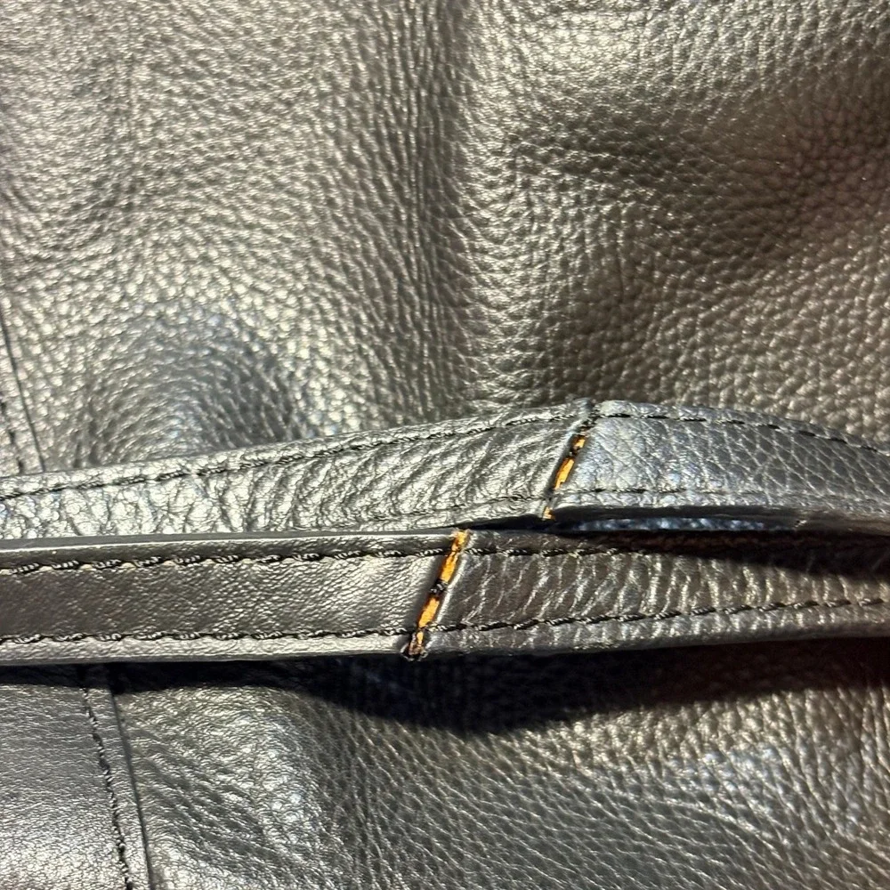Kelsi Dagger Brooklyn Black‎ Leather Drawstring Backpack Bag Woven Detail